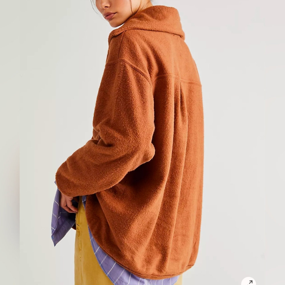 Free People Beach All Time Henley Desert Topaz Tan Pullover Fleece Size L - Picture 2 of 15
